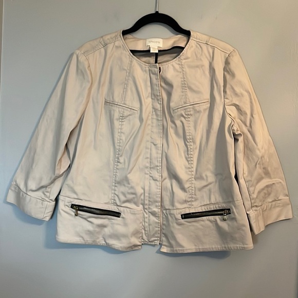 Chico's Lightweight Cream Blazer Jacket Size L, Chico's Size 2 - Picture 1 of 12